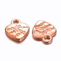 Kovové přívěsky 5ks srdíčka - made with love - rosegold