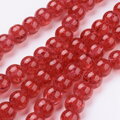 Skleněné korálky popraskané 8mm 10ks - červené