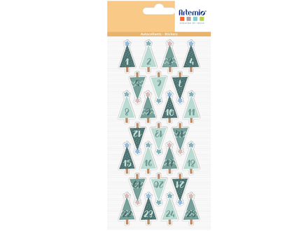 3D puffy adventní čísla ARTEMIO - Woodsy Christmas - vánoční stromky