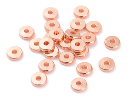 Bižuterní korálky mezikusy - plochý disk 6mm - 10ks - růžově zlaté