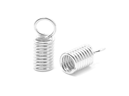 Bižuterní spirálová ukončení - koncovky 10x4,5mm 10ks - světlé stříbrné