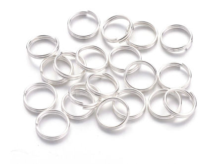 Bižuterní spojovací kroužky dvojité bezniklové 8mm 10g - stříbrné