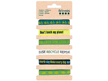Dekorační stužky 10mm s EKO motivy - RECYCLE