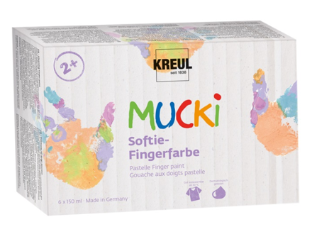 Dětské prstové barvy KREUL Mucki XL 6x150ml - pastelové