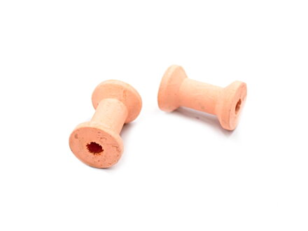 Dřevěná ozdobná mini cívka 3cm - pastelová meruňková