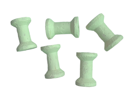 Dřevěná ozdobná mini cívka 3cm 5ks - pastelová zelená