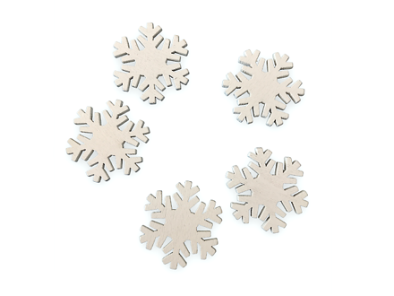 Dřevěné ozdoby vločky 3,5cm 5ks - bílé