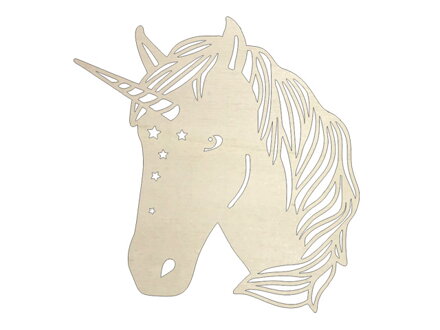 Dýhový dřevěný výřez 10cm - jednorožec, unicorn