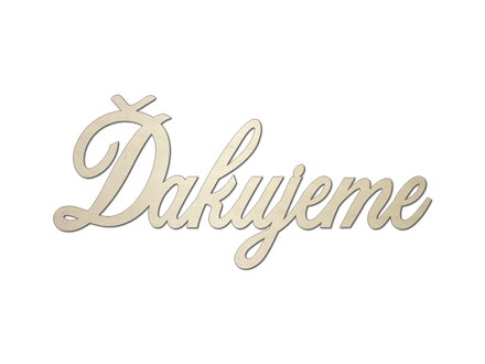 Dýhový dřevěný výřez, nápis 10cm - Děkujeme