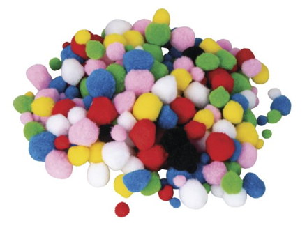 Barevné pompomy 1-3cm 250ks