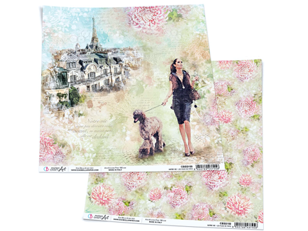 Oboustranný scrapbook papír 30,5cm - Rue de Paris