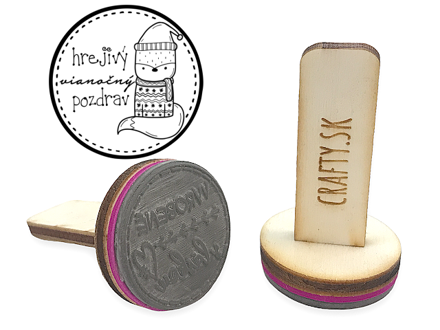 Razítko s dřevěnou rukojetí 40mm - hřejivý vánoční pozdrav