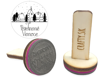 Razítko s dřevěnou rukojetí 40mm - Požehnané Vánoce