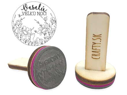 Razítko s dřevěnou rukojetí 40mm - Veselou Velikonoce!