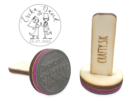 Personalizované svatební razítko s dřevěnou rukojetí 30mm - motiv 1