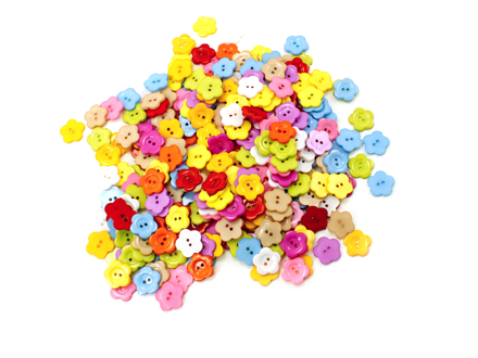 Plastové knoflíky kvítky 15mm 20ks - barevné