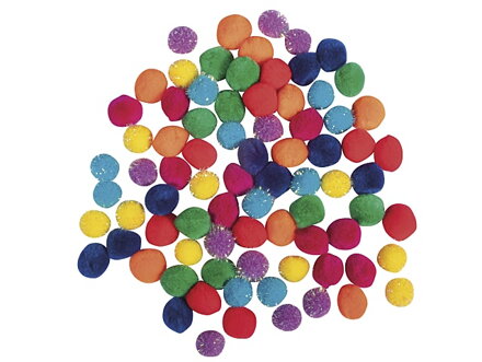 Plyšové POM POM kuličky 15mm 80ks - pestrý mix