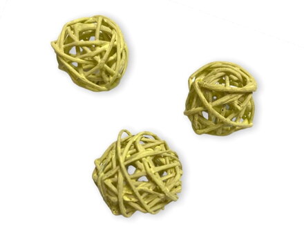 Ratanová kulička 3cm barvená - pastelová žlutá