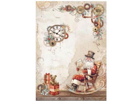 Rýžový papír A4 - Santa Claus s hodinami a balíky