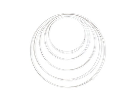 Sada kovových kruhů 10ks na věnec/lapač snů 10-20cm - bílé