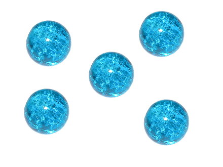 Skleněný korálek praskačka 10mm 5ks - tyrkysový