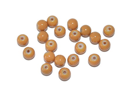 Skleněné korálky 6mm 20ks - karamelové