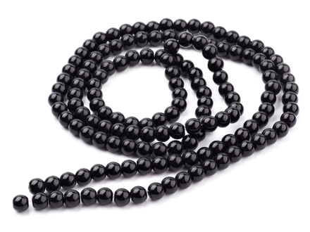 Skleněné korálky barvené 6mm cca 70ks - černé lesklé