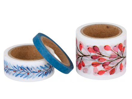 Vzorované lepící washi pásky ARTEMIO 3ks - Christmas Berries
