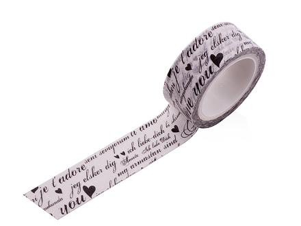 Washi lepící páska 15mm 5m - Miluji tě - světové jazyky
