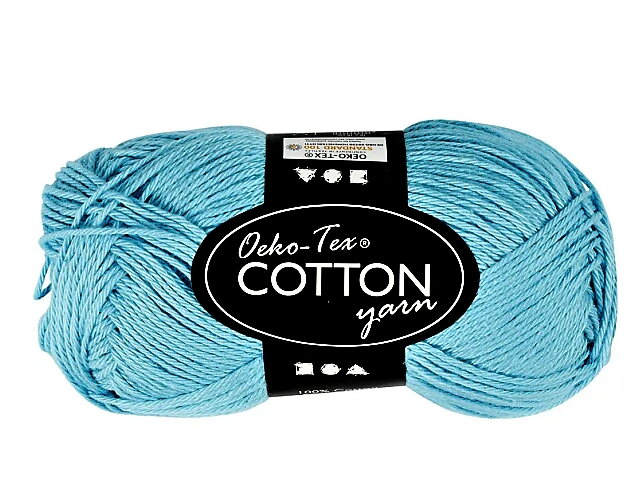 Bavlněná příze certifikovaná Oeko-Tex® 50g 8/4 170m - azurová