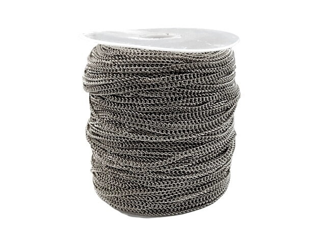 Bižuterní řetízek 2,7x2mm - gunmetal - hustý