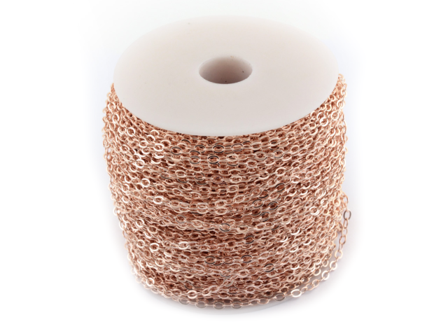 Bižuterní řetízek 3x2,2mm rovná očka - rose gold