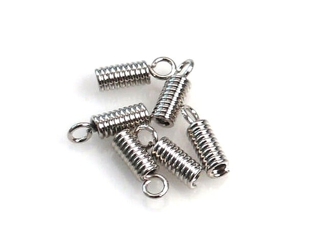 Bižuterní spirálová ukončení - koncovky 3x8mm 6ks - stříbrné