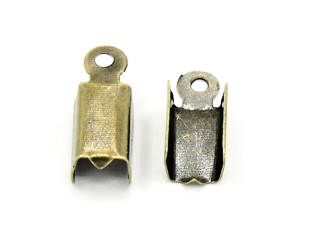 Bižuterní zamačkávací ukončení - sklápěcí 12x4mm 3g - antické bronzové