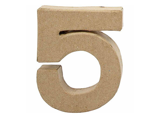 Číslo z papír-mâché 10cm - 5