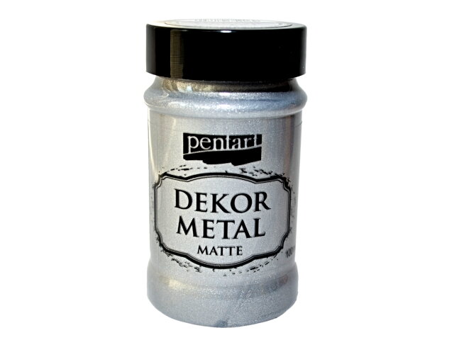 Dekor Metal PENTART - metalická akrylová barva matná 100ml - stříbrná