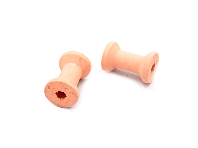 Dřevěná ozdobná mini cívka 3cm - pastelová meruňková