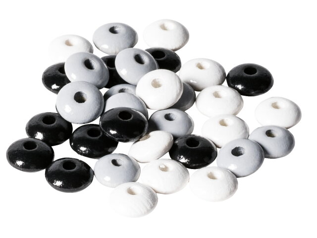 Dřevěné korálky ploché 10mm 33ks - šedé