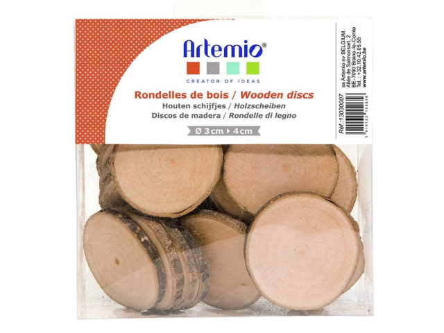 Dřevěné kulaté řezané plátky 3-4cm 160g ARTEMIO