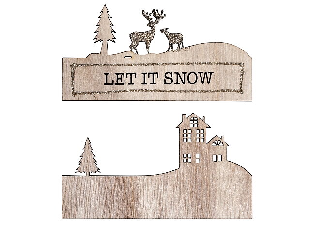 Dřevěný dekorační nápis 11cm - Let It Snow
