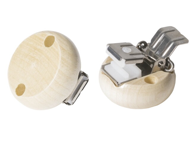 Dřevěný klip na dudlíkový řetízek 3cm - přírodní