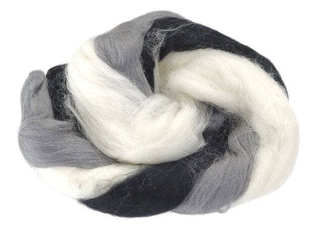 Barevná Merino vlna - plst 50g - šedá, bílá, černá