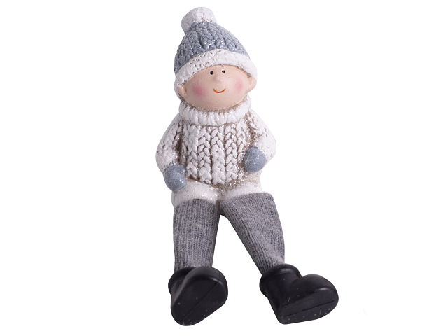 Keramická vánoční postavička 18cm šedá - chlapeček