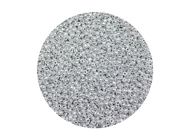 Korálky Rokajl 2mm 20g - metalické stříbrné