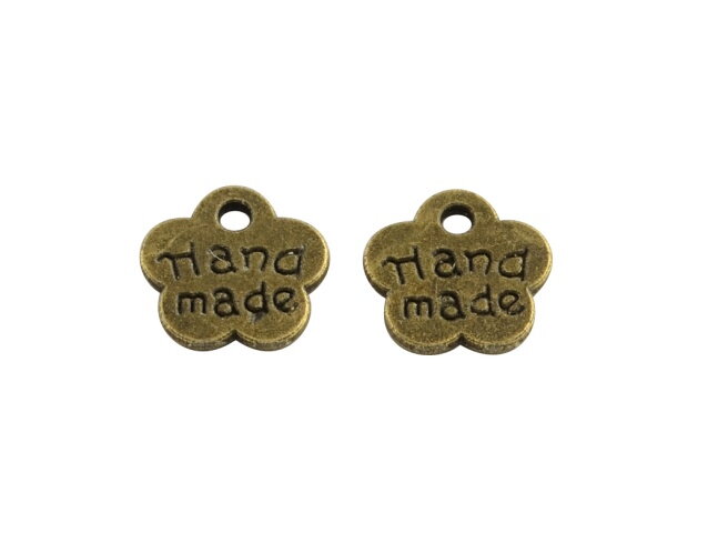 Kovový přívěsek kvítek Hand Made 13mm 10ks - antický bronzový