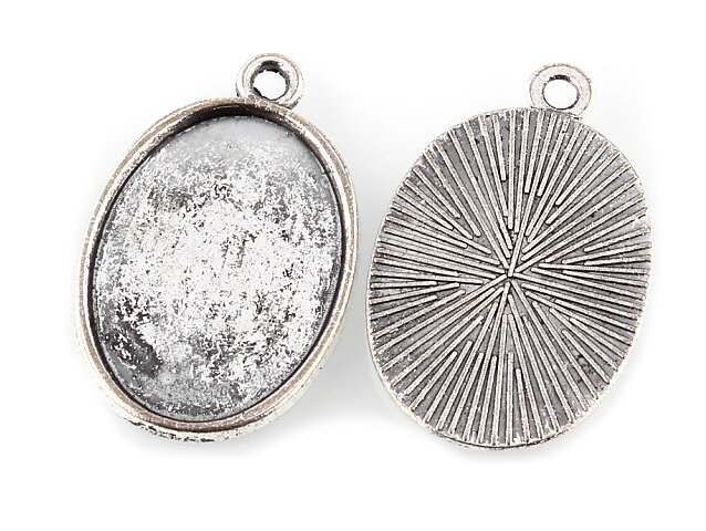 Kovové přívěsky - lůžka na pryskyřici 3ks 25x18mm - ovál