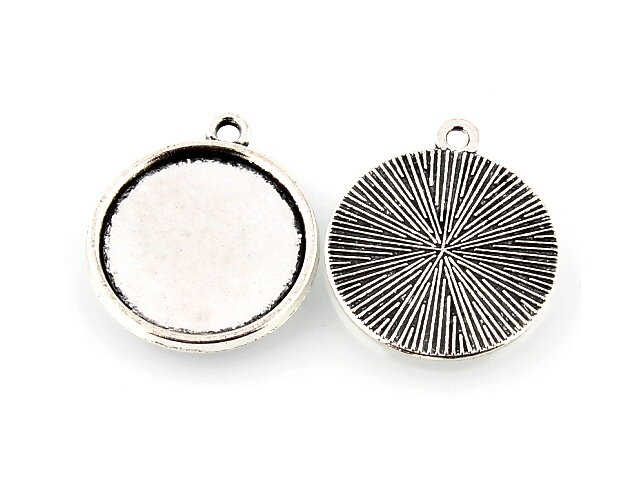 Kovová lůžka na pryskyřici a cabochon 20mm 5ks - kruh