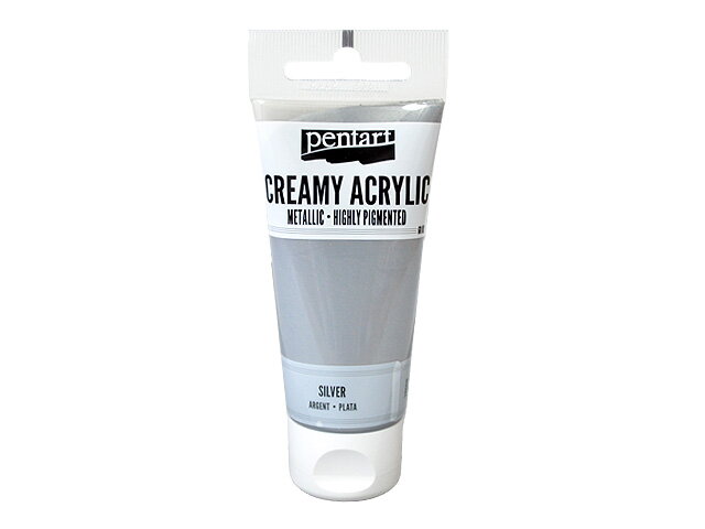 Krémová akrylová barva 60ml metalická - stříbrná