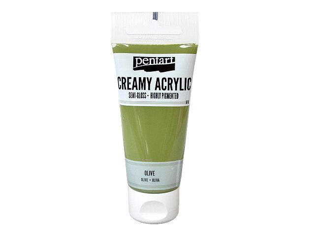 Krémová akrylová barva 60ml pololesklá - oliva
