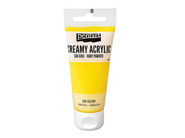 Krémová akrylová barva 60ml pololesklá - sluneční žlutá